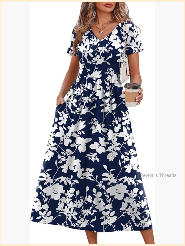 Flowy A-Line Midi Dress With Pockets For Women